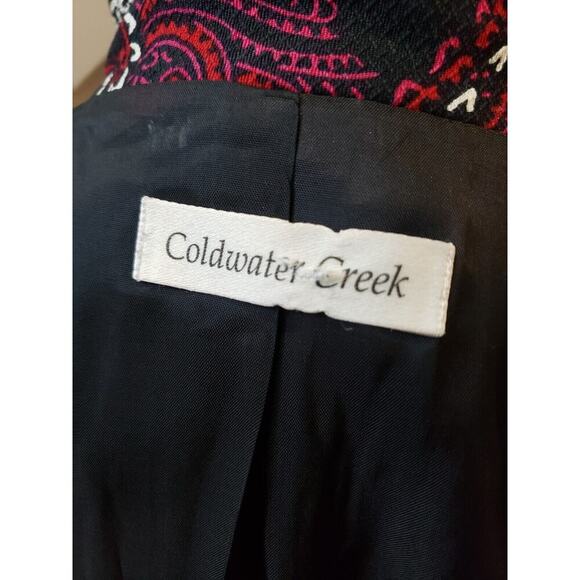 Coldwater Creek Women's Red & Black Cotton Long Sleeve Cropped Jacket Blazer 10 - Picture 6 of 15